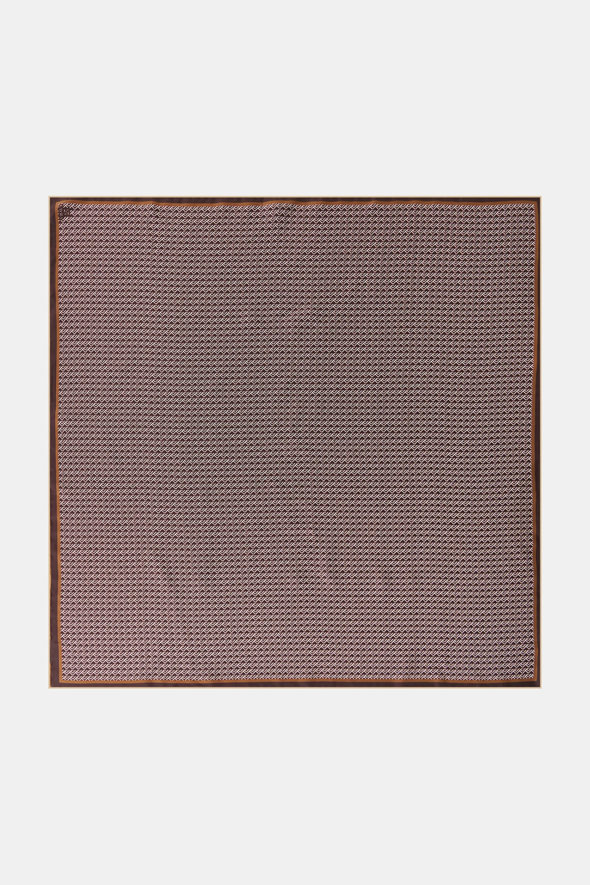 Geometrik Desen İpek Twill Eşarp Acı Kahve