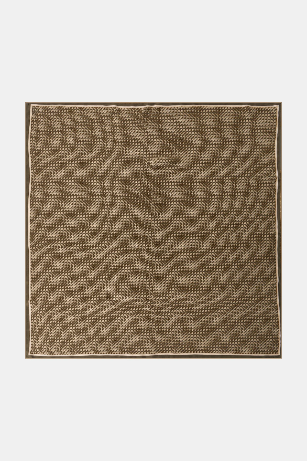 Geometrik Desen İpek Twill Eşarp Haki
