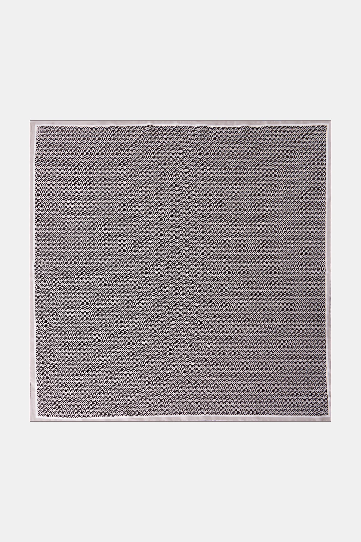 Geometrik Desen İpek Twill Eşarp Antrasit