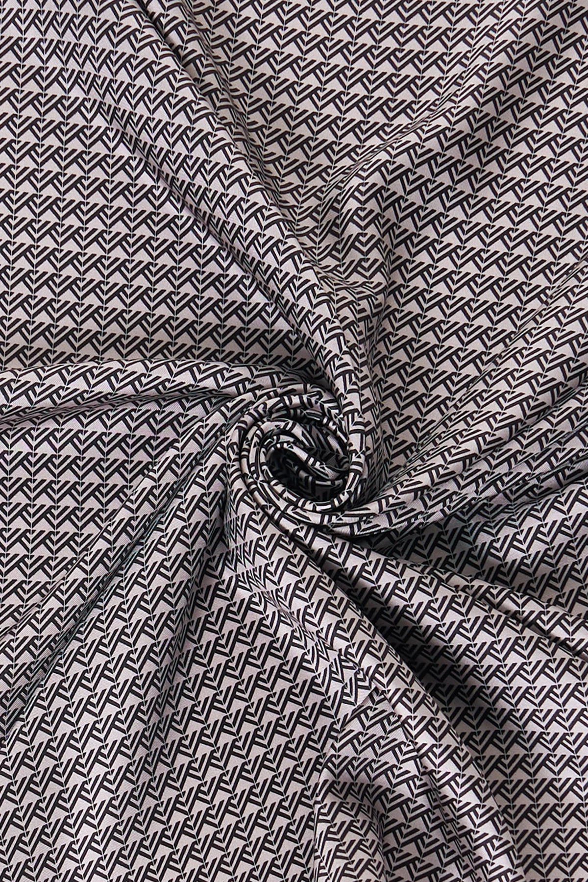 Geometrik Desen İpek Twill Eşarp Antrasit