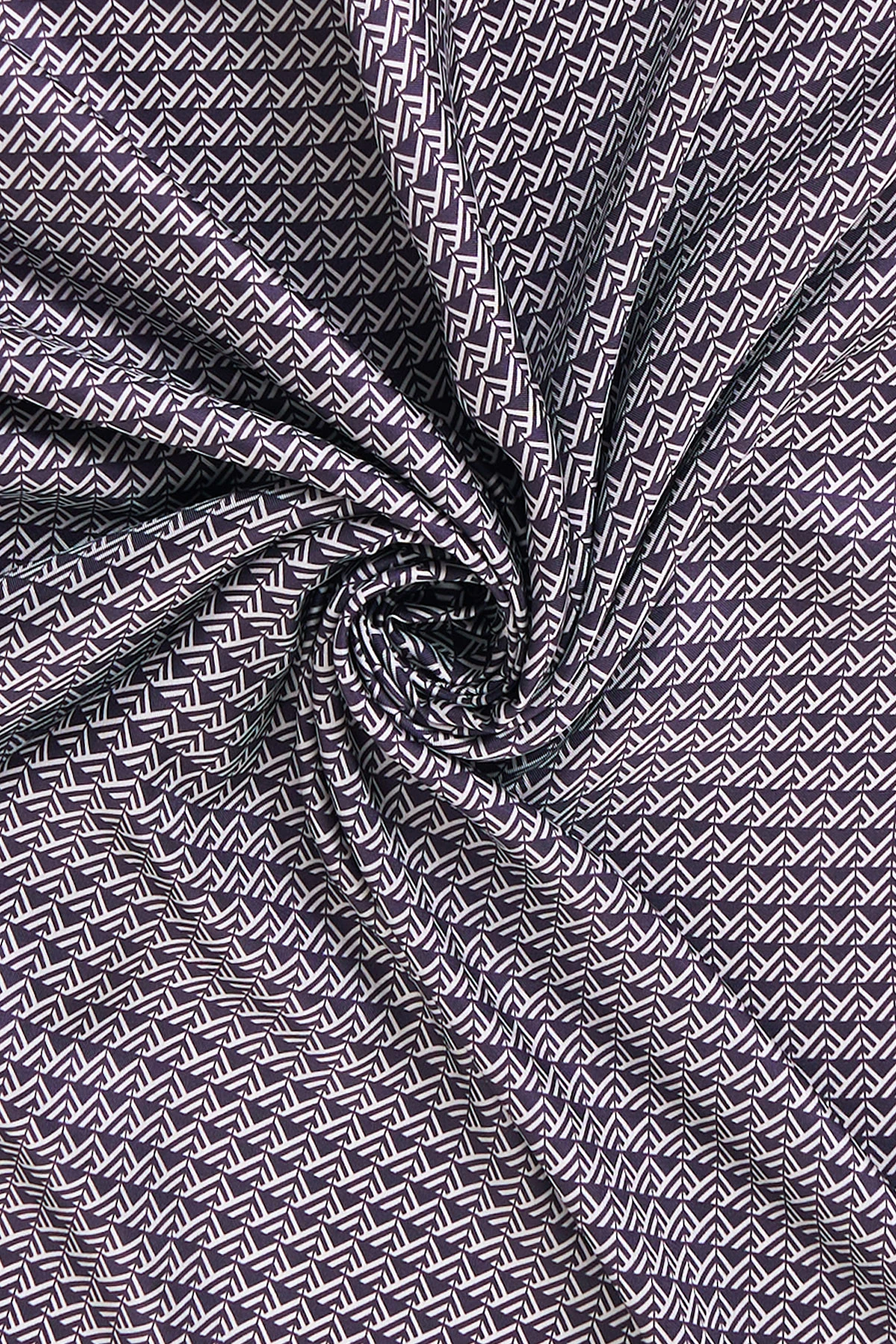 Geometrik Desen İpek Twill Eşarp Mürdüm