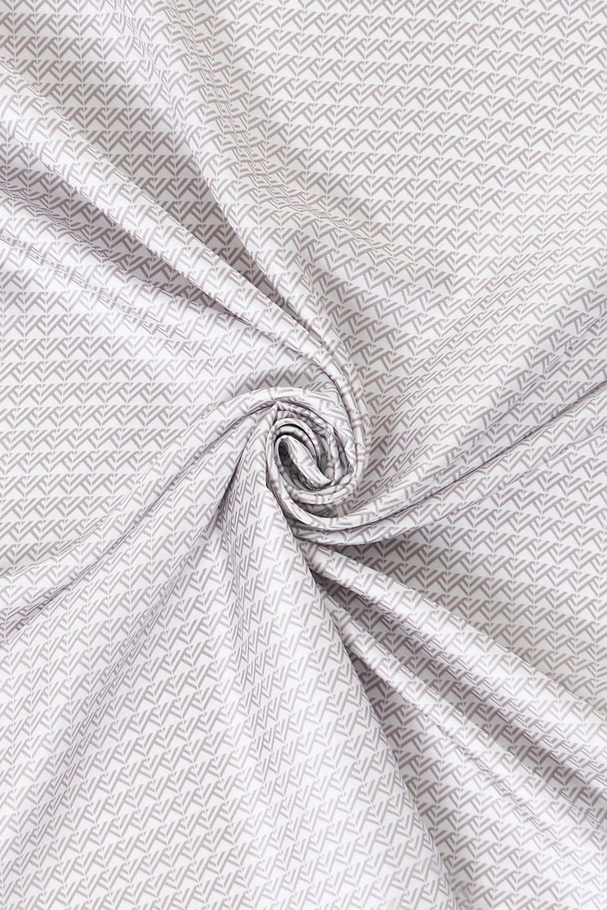 Geometrik Desen İpek Twill Eşarp Açık Gri