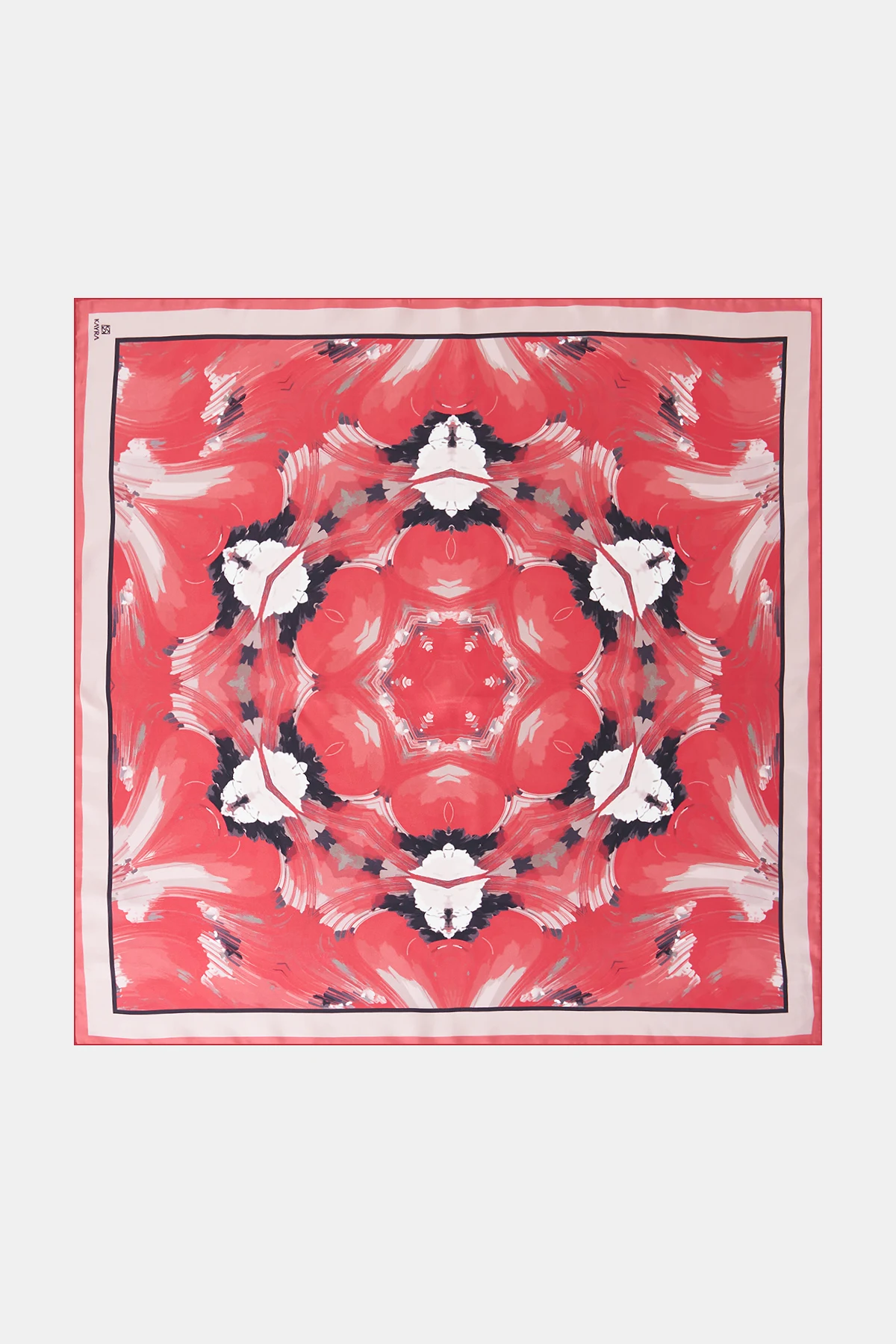 Ebru Efektli İpek Twill Eşarp Mercan