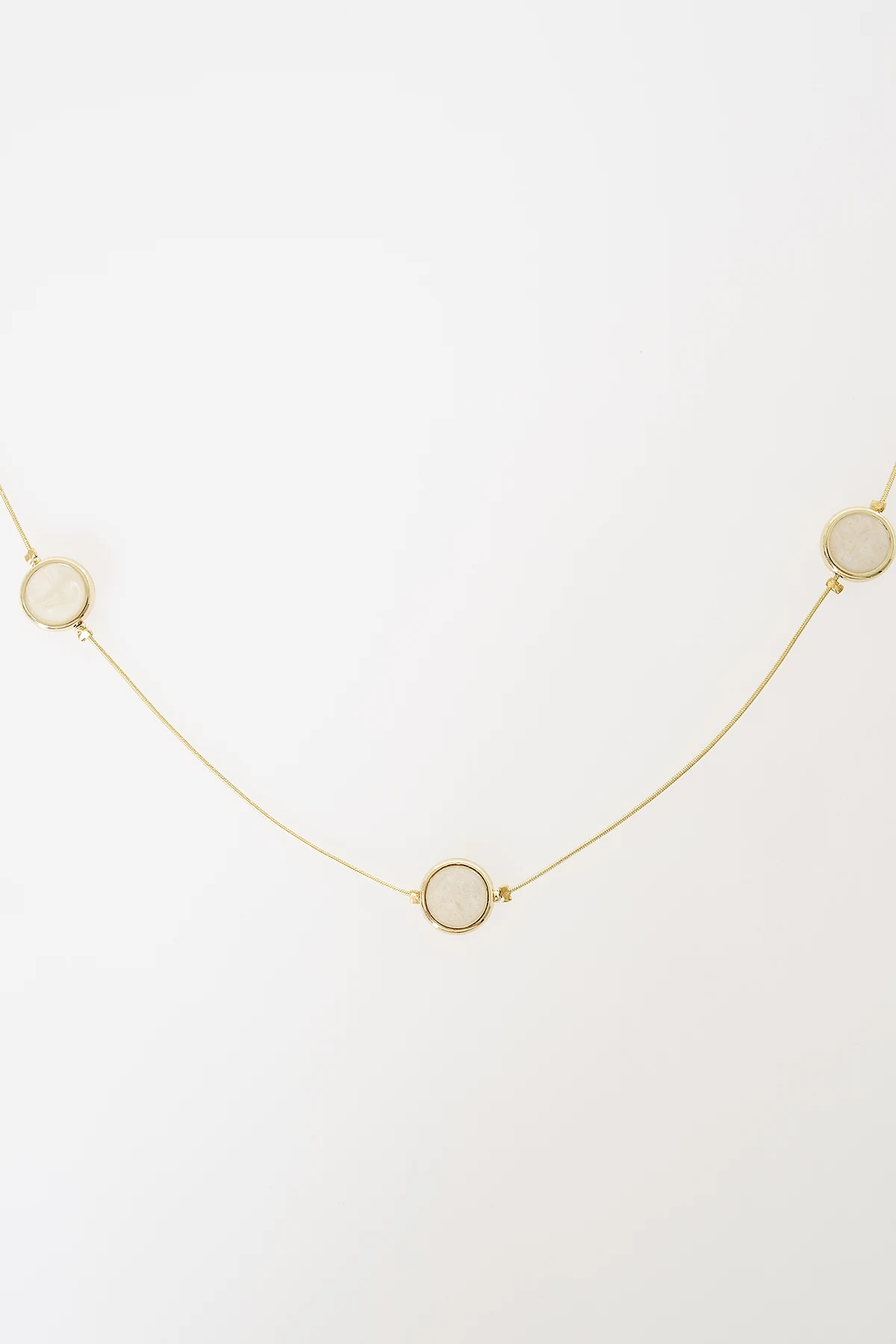 Yuvarlak Taşlı Kolye Gold