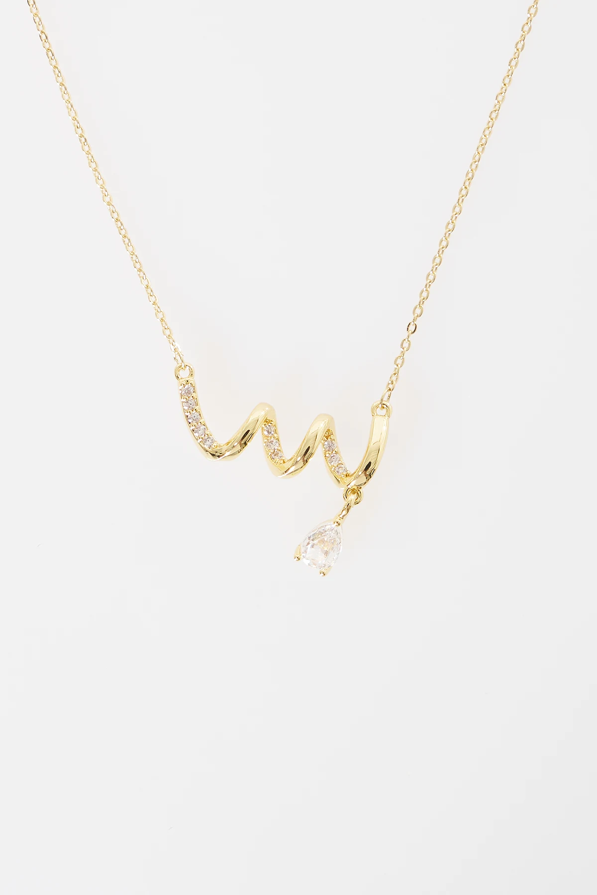 Sallantılı Taşlı Kolye Gold