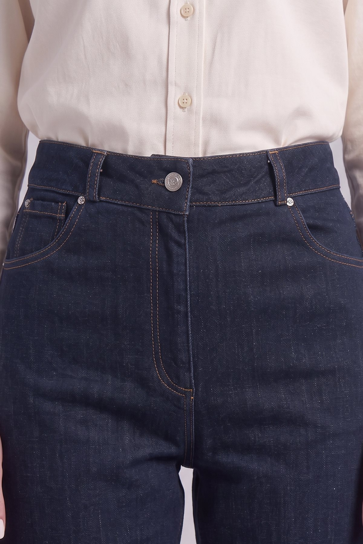 Boru Paça Denim Pantolon Lacivert