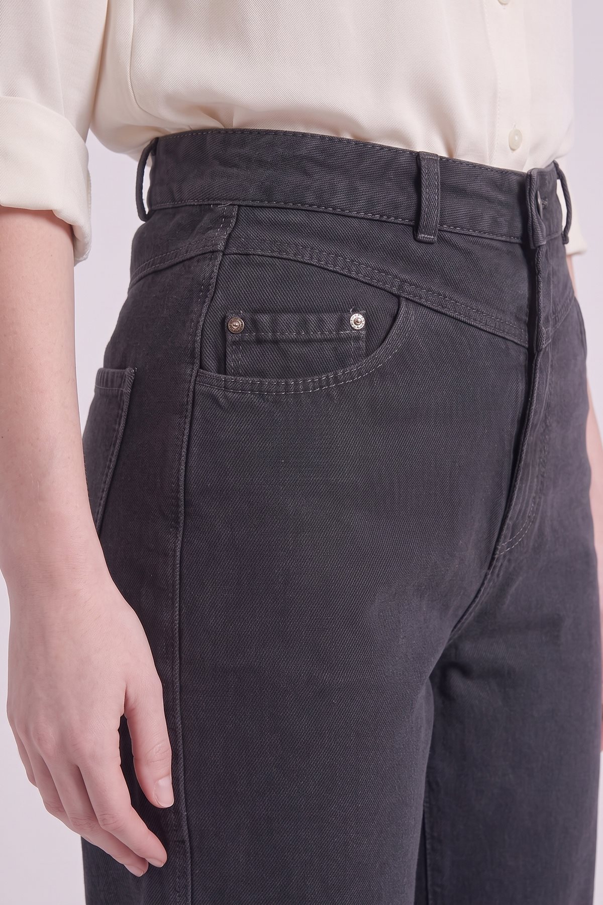 Yıkamalı Denim Pantolon Siyah